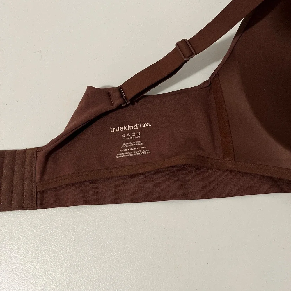 TrueKind Comfort Full Coverage Seamless Bra Brown 3XL Adjustable Straps